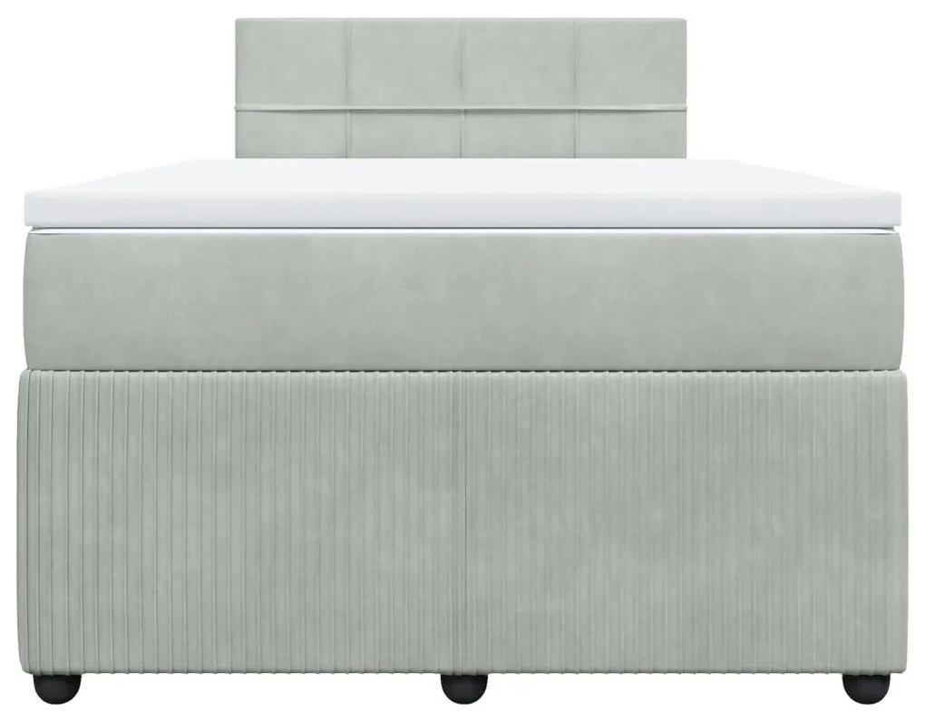 vidaXL Κρεβάτι Boxspring με Στρώμα Ανοιχτό Γκρι 120x200 εκ. Βελούδινο