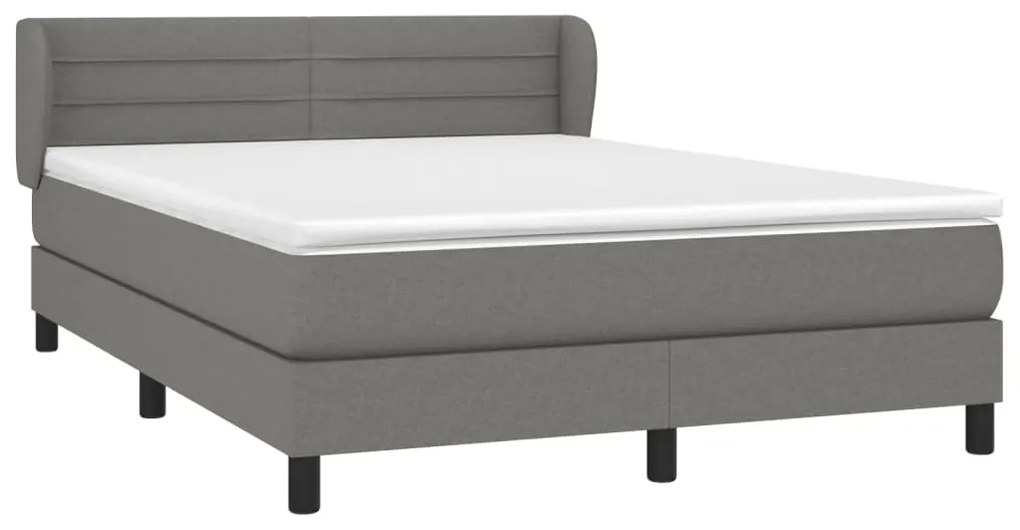 vidaXL Κρεβάτι Boxspring με Στρώμα Σκούρο Γκρι 140x190 εκ. Υφασμάτινο