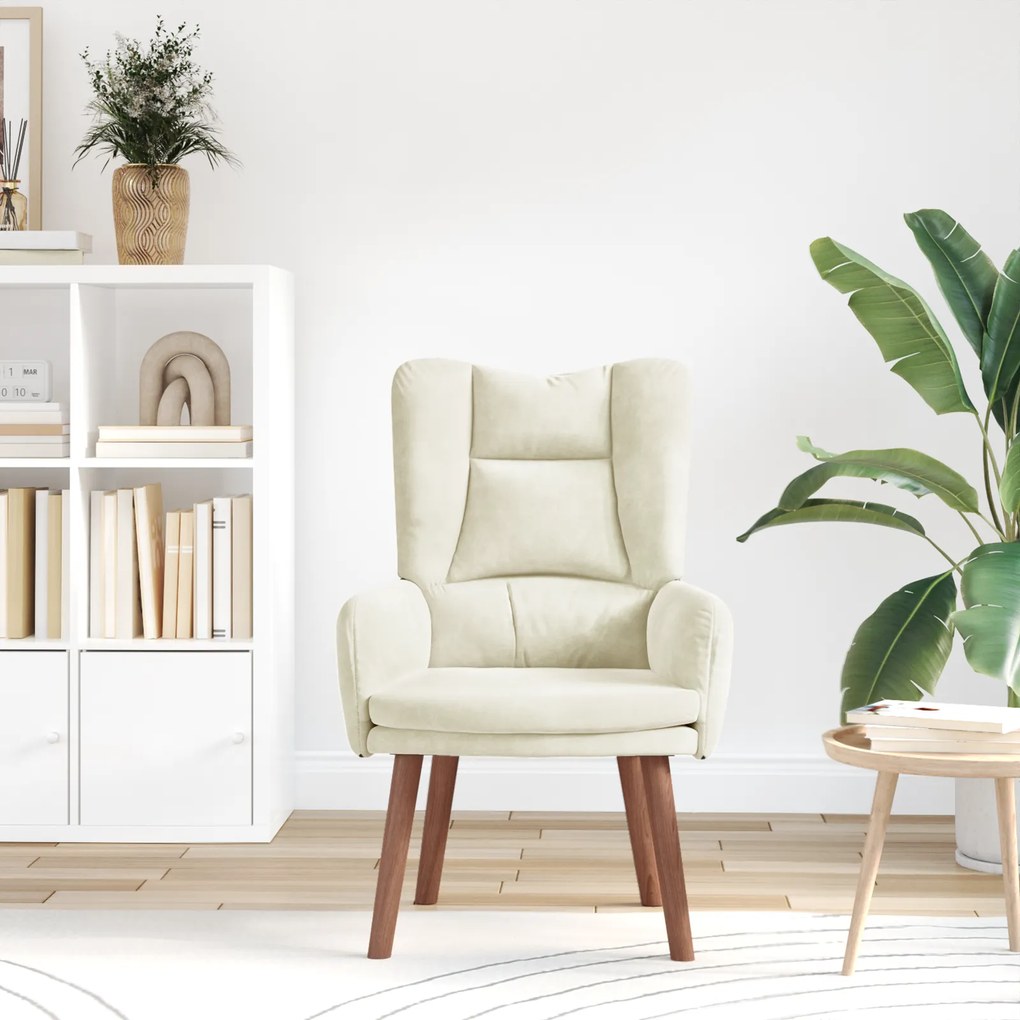 vidaXL Χαλαρωτική Πολυθρόνα Κρεμ 63 x 67 x 94 εκ. Βελούδο