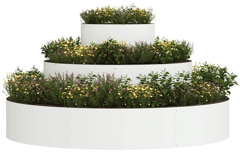 vidaXL Γλάστρα Κήπου Λευκό 120 x 120 x 20 εκ. Ατσάλι