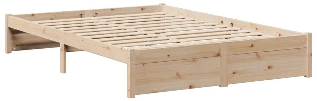 Κρεβάτι Βιβλιοθήκη Χωρίς Στρώμα 160x200 εκ Μασίφ Ξύλο Πεύκου - Καφέ