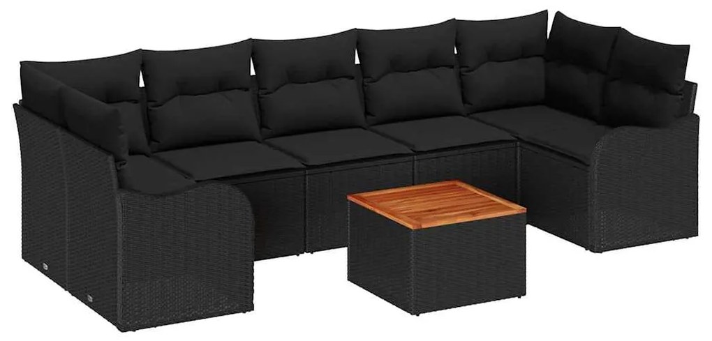 vidaXL Σετ Καναπέ Κήπου με μαξιλάρι 8 pcs Μαύρο συνθετικό ρατάν