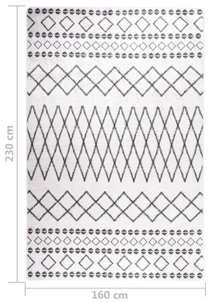 Χαλί Πλενόμενο Αντιολισθητικό Μαύρο / Λευκό 160 x 230 εκ. - Λευκό