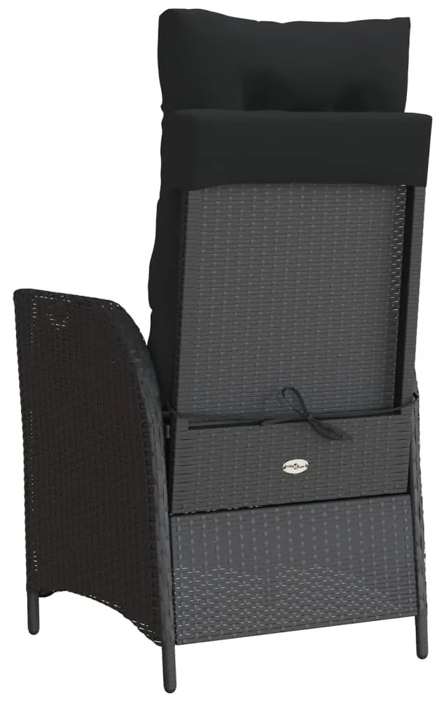 vidaXL Πολυθρόνες Κήπου Ανακλ/νες 2 τεμ. Μαύρες Συνθ. Ρατάν+Μαξιλάρια