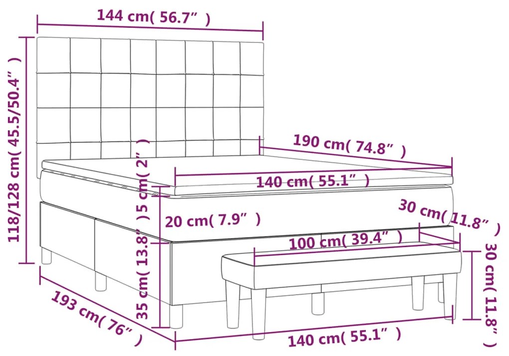 ΚΡΕΒΑΤΙ BOXSPRING ΜΕ ΣΤΡΩΜΑ ΜΠΛΕ 140X190 ΕΚ. ΥΦΑΣΜΑΤΙΝΟ 3137155