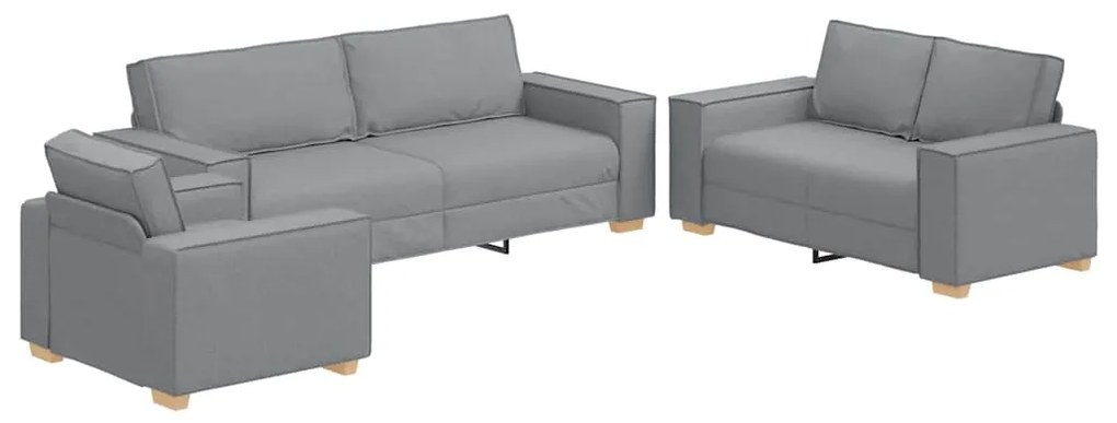 vidaXL Καναπές 3 pcs Ανοιχτό γκρι Ύφασμα μείγματος λινών