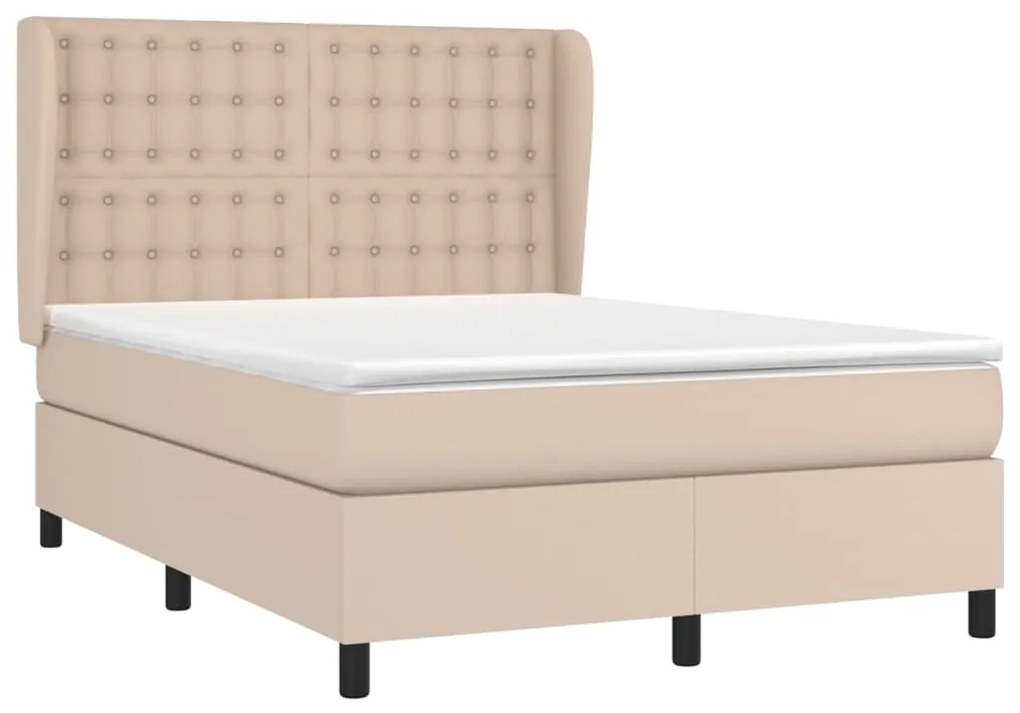 Κρεβάτι Boxspring με Στρώμα Καπουτσίνο 140x200εκ.από Συνθ.Δέρμα - Καφέ