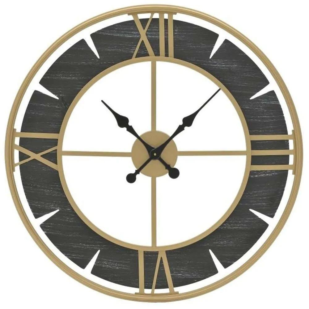 Ρολόι Τοίχου 3-20-977-0313 Φ80cm Black-Gold Inart Μέταλλο,Ξύλο