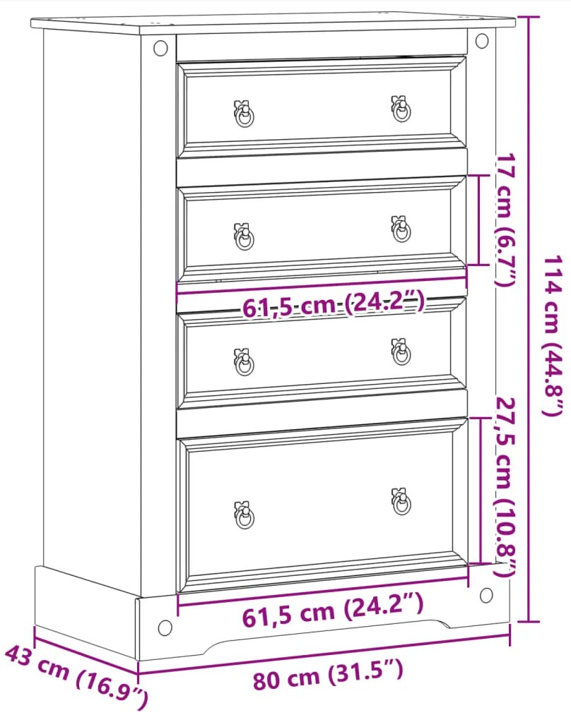 ΣΥΡΤΑΡΙΕΡΑ CORONA 80 X 43 X 114 ΕΚ. ΑΠΟ ΜΑΣΙΦ ΞΥΛΟ ΠΕΥΚΟΥ 4005672