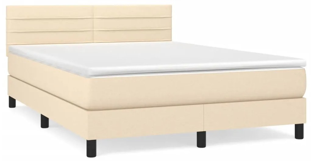 ΚΡΕΒΑΤΙ BOXSPRING ΜΕ ΣΤΡΩΜΑ ΚΡΕΜ 140X190 ΕΚ. ΥΦΑΣΜΑΤΙΝΟ 3140134