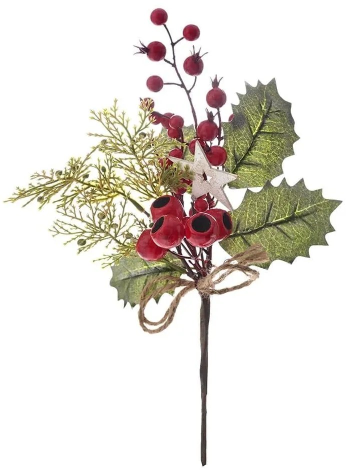 Κλαδί Πικ Με Berries &amp; Αστέρι 82902 34cm Green-Red