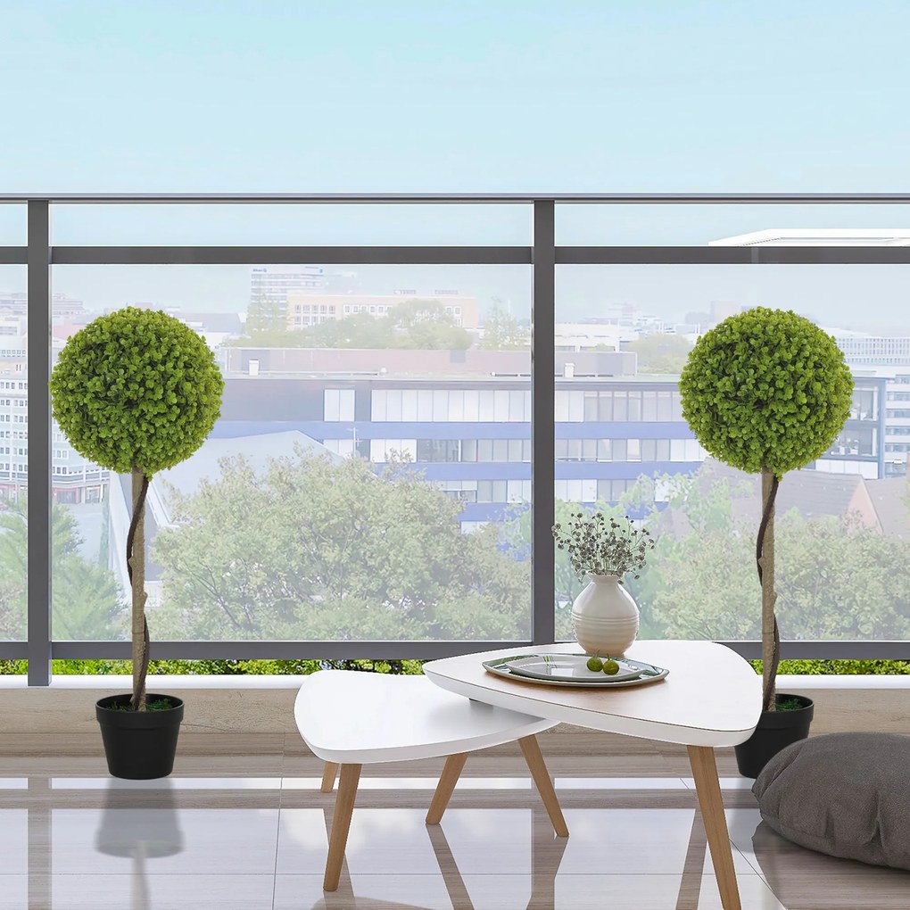 HOMCOM Τεχνητό δέντρο ευκαλύπτου, Σετ 2 τεμαχίων, περιλαμβάνει γλάστρα, εύκολη συντήρηση, 90 cm