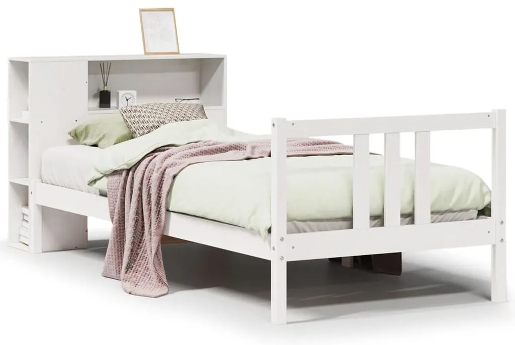 vidaXL Κρεβάτι Βιβλιοθήκη Χωρίς Στρώμα 90x200 εκ Μασίφ Ξύλο Πεύκου