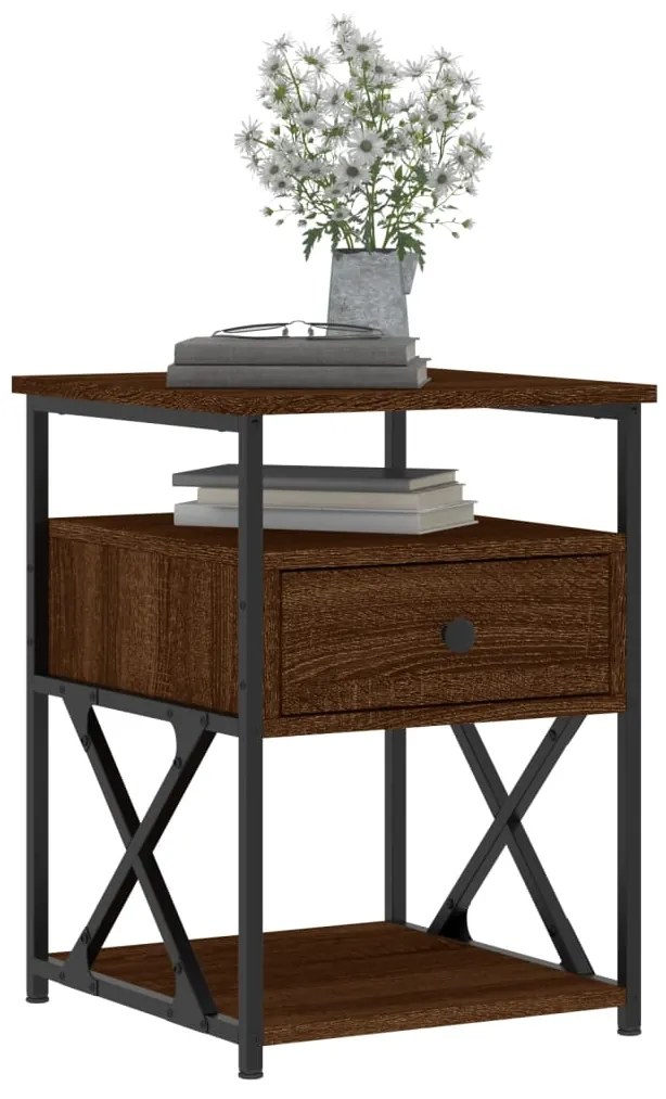 vidaXL Κομοδίνο Καφέ Δρυς 40 x 42 x 55 εκ. από Επεξεργασμένο Ξύλο