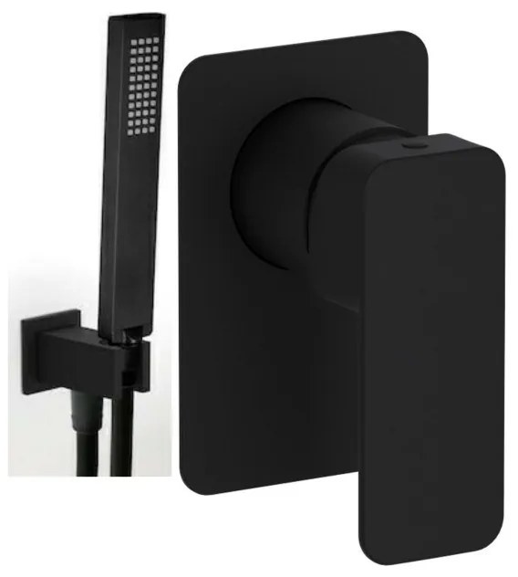 Eurorama Quadra Black Matt Παροχή νερού Τετράγωνη+Μίκτης Εντοιχισμού 1 Εξόδου