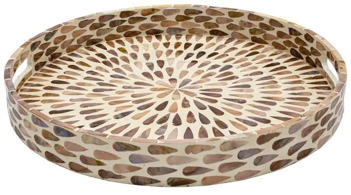 Διακοσμητικός Δίσκος Mdf - Κοχύλι Tear Drop FL01 Fylliana Μπεζ - Καφέ - Λευκό 40x40x4 εκ. 40x40x4 εκ.