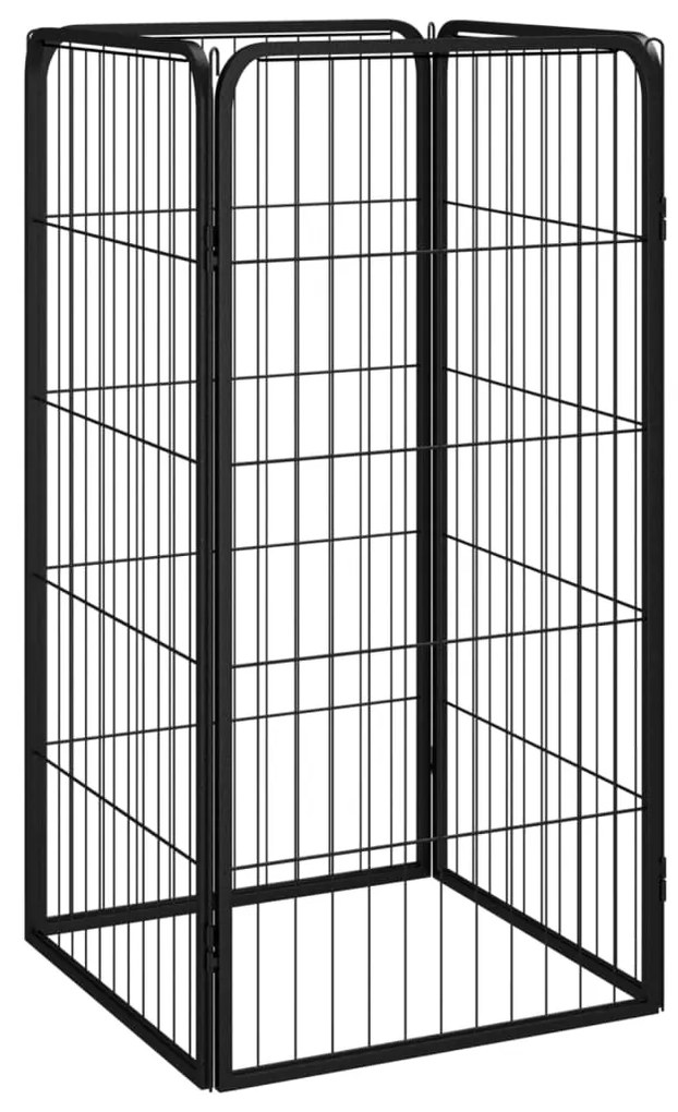 Κλουβί Σκύλου 4 Πάνελ Μαύρο 50x100 εκ. Ατσάλι με Βαφή Πούδρας