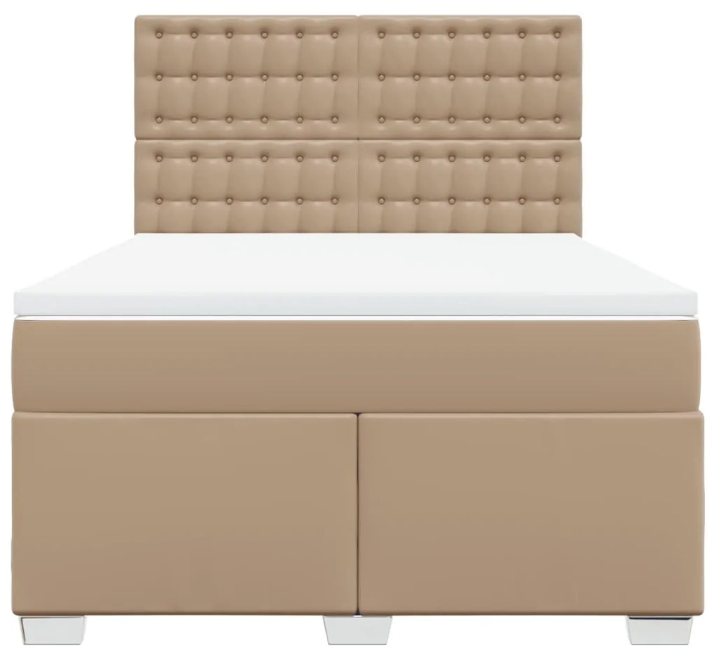 vidaXL Κρεβάτι Boxspring με Στρώμα Καπουτσίνο 160x200εκ.από Συνθ.Δέρμα