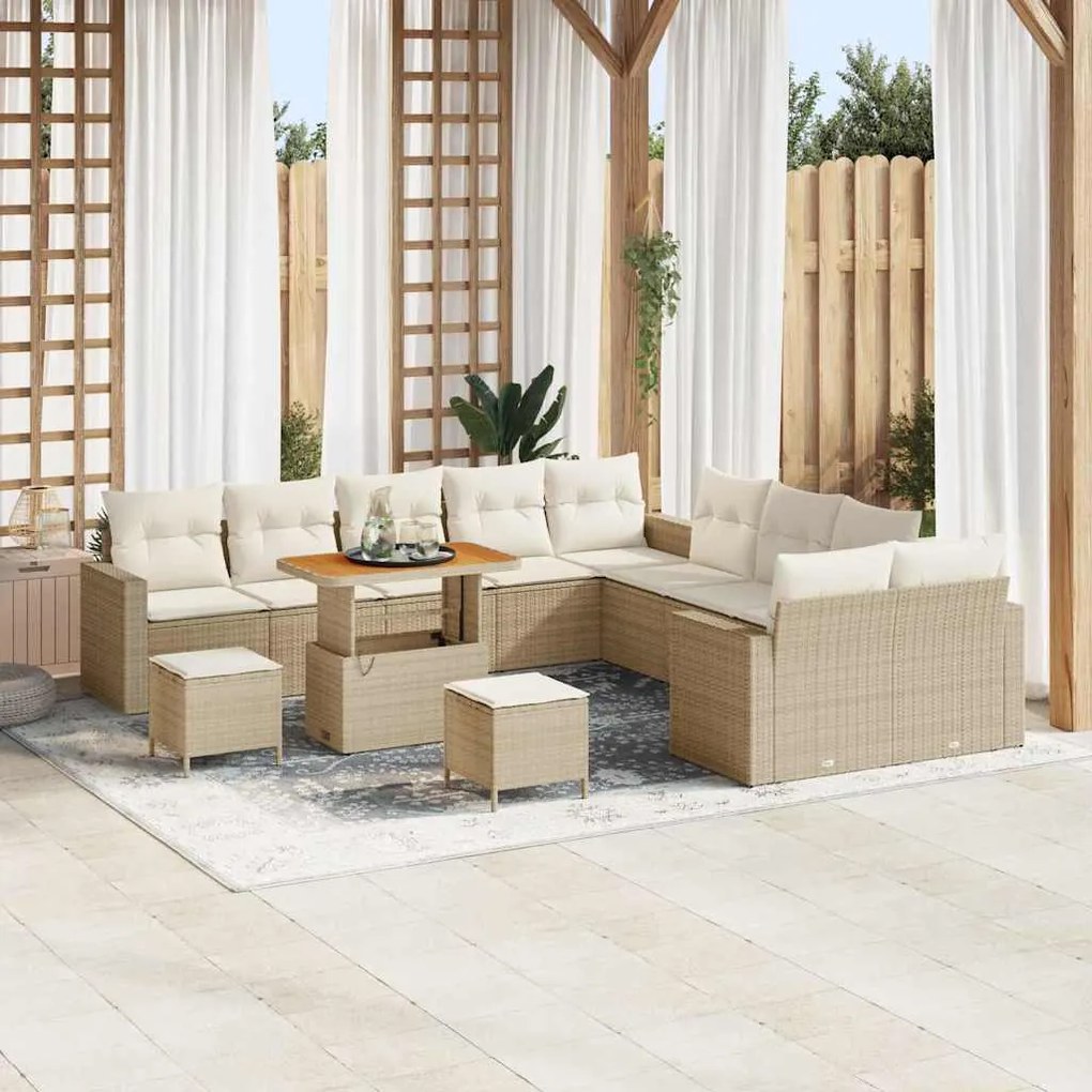vidaXL Σετ Καναπέ Κήπου 13 pcs Μπεζ συνθετικό ρατάν