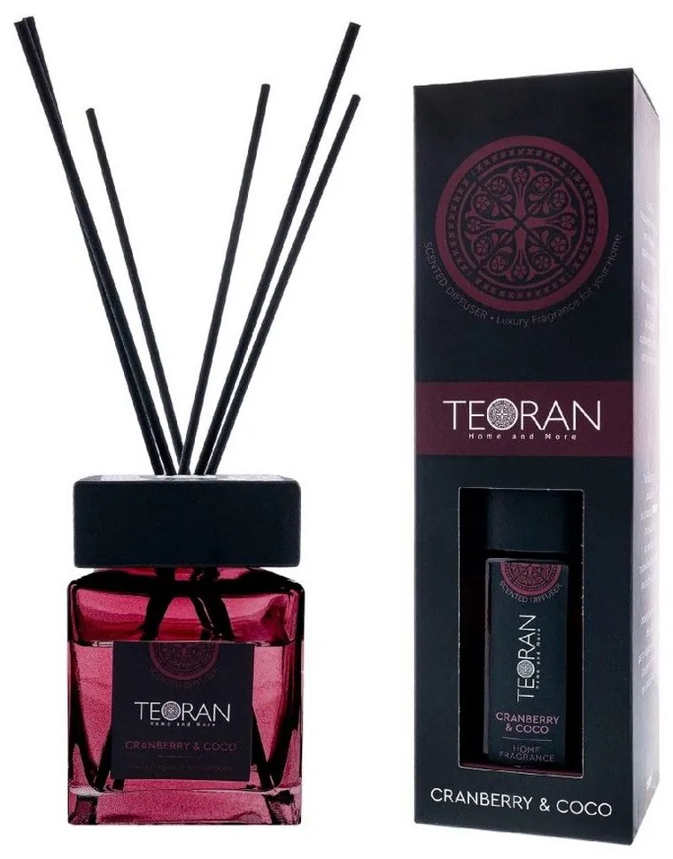 Αρωματικό Χώρου Με Sticks Cranberry Coco Τετράγωνο 150ml Teoran