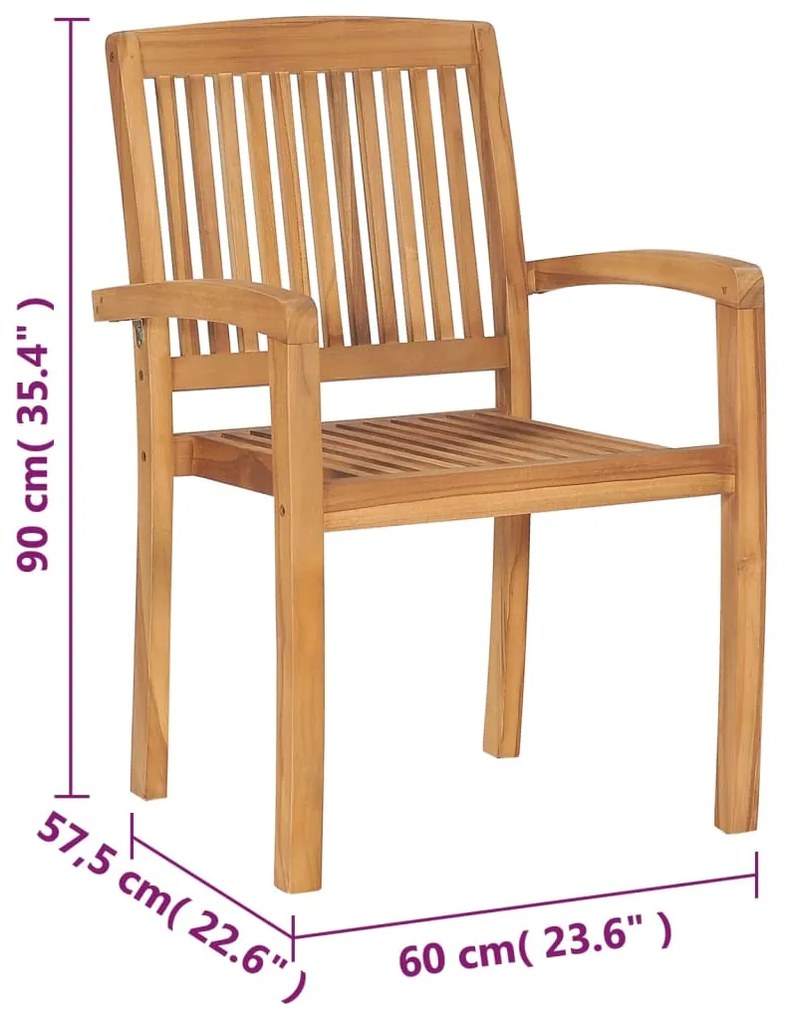 vidaXL Καρέκλες Κήπου Στοιβαζόμενες 8 τεμ. από Μασίφ Ξύλο Teak