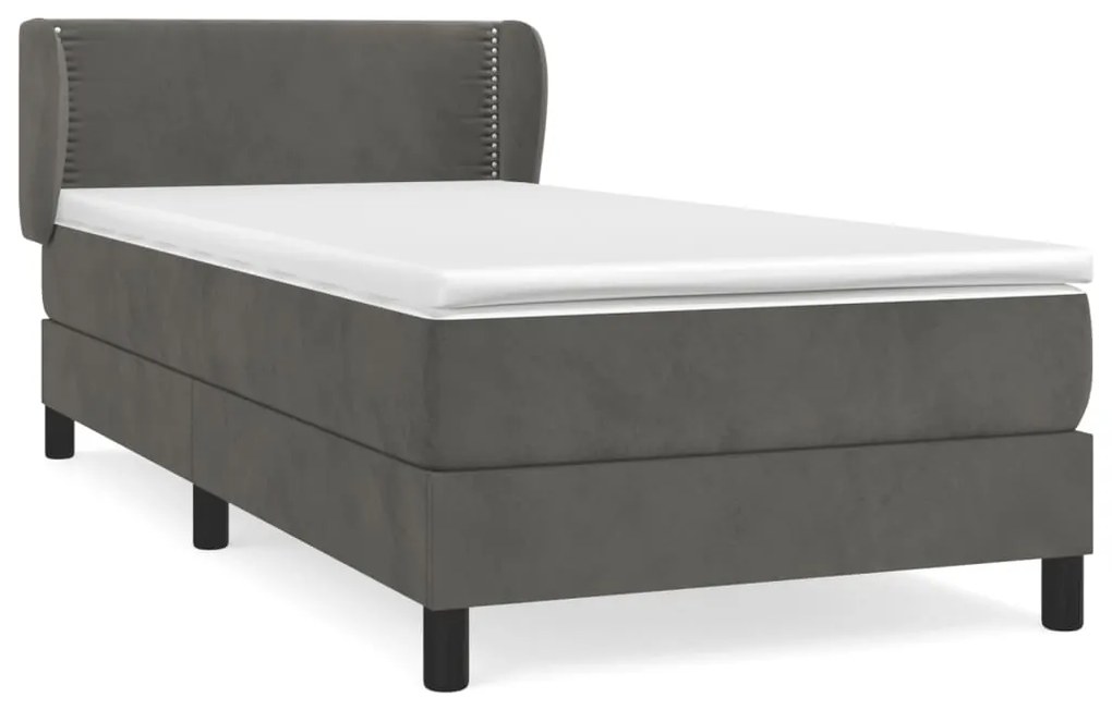 ΚΡΕΒΑΤΙ BOXSPRING ΜΕ ΣΤΡΩΜΑ ΣΚΟΥΡΟ ΓΚΡΙ 90X190 ΕΚ. ΒΕΛΟΥΔΙΝΟ 3127404