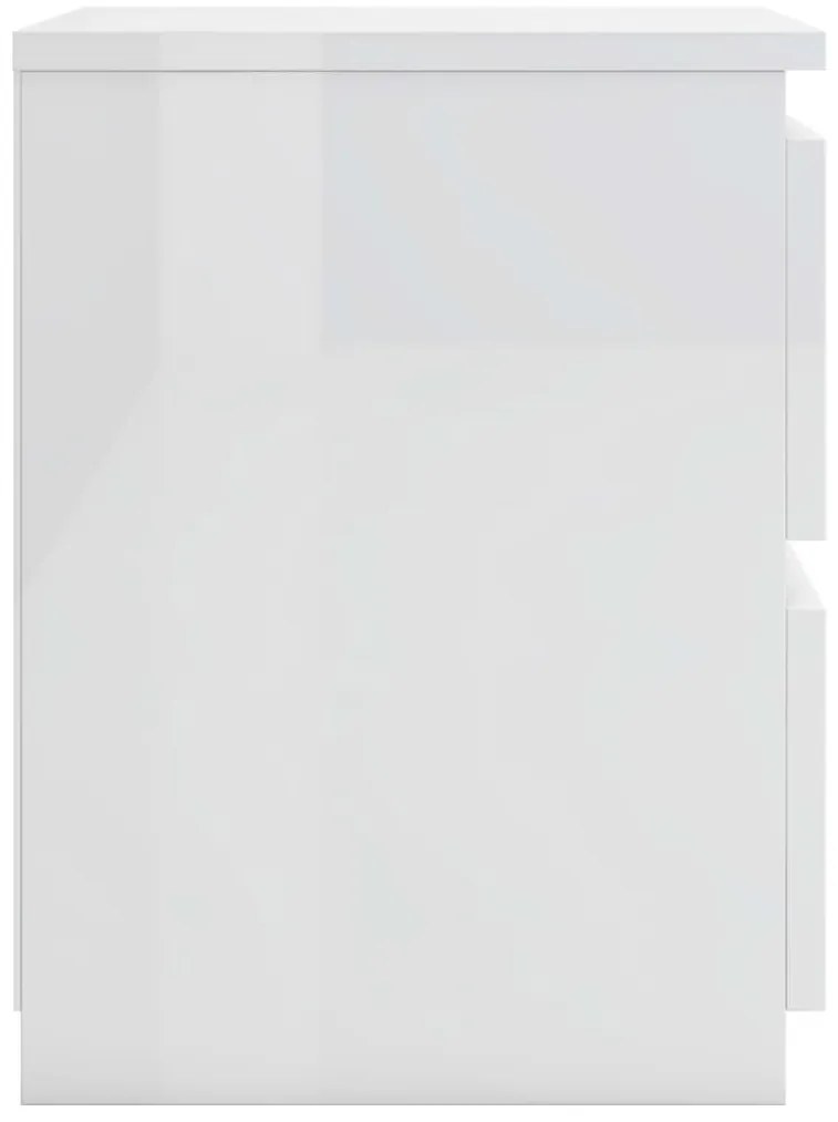 vidaXL Κομοδίνο Γυαλιστερό Λευκό 30 x 30 x 40 εκ. από Επεξ. Ξύλο