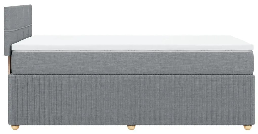 Κρεβάτι Boxspring με Στρώμα Ανοιχτό Γκρι 90x190 εκ. Υφασμάτινο - Γκρι