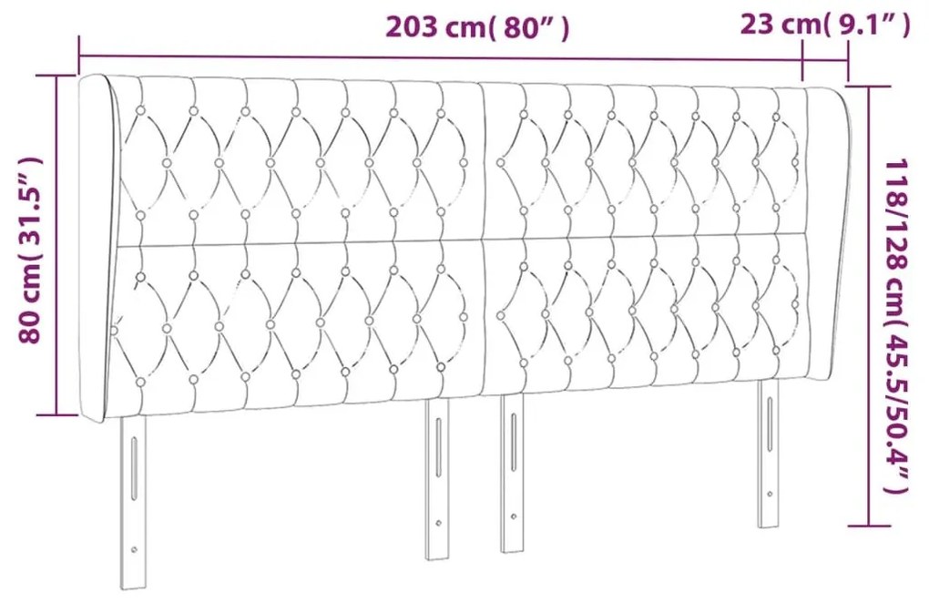 Κεφαλάρι με Πτερύγια Μαύρο203x23x118/128 εκ. Υφασμάτινο - Ροζ