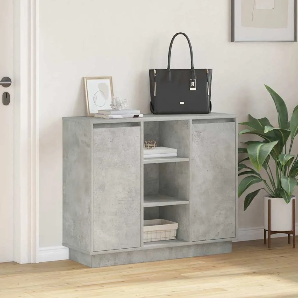 vidaXL Κομοδίνο Σκυρόδεμα Γκρι 90 x 32 x 75 εκ Επεξεργασμένο ξύλο