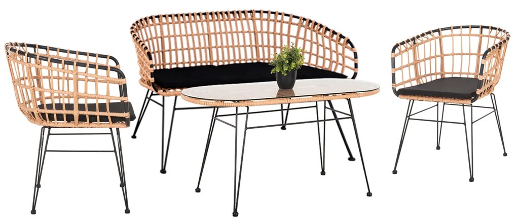 ΣΕΤ ΕΞΩΤ.ΧΩΡΟΥ 4ΤΜΧ ALLEGRA HM21051 ΣΥΝΘ.RATTAN ΜΠΕΖ-ΜΑΥΡΟ ΜΕΤΑΛΛΟ - 9996790 - HM21051