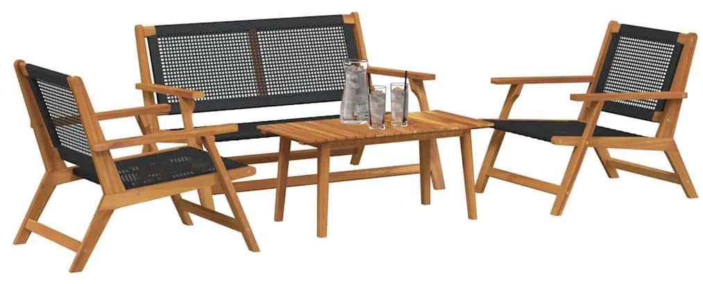vidaXL Κήπου Καρέκλες με Τραπέζι 4 pcs Μαύρο 90 x 45 x 40 cm