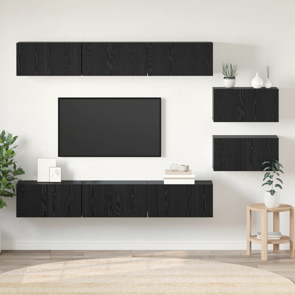 vidaXL Σετ επίπλου τηλεόρασης 8 pcs Μαύρη δρυς 60 x 30 x 30.5 εκ.