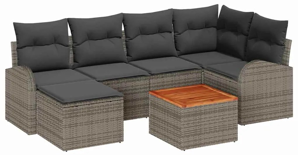 vidaXL Σετ Καναπέ Κήπου με μαξιλάρι 7 pcs Γκρι συνθετικό ρατάν