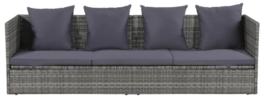 vidaXL Ξαπλώστρα - Κρεβάτι Κήπου Γκρι 200 x 60 εκ. Συνθετικό Ρατάν