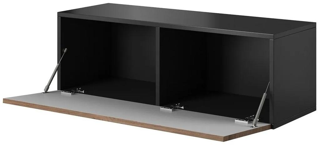 Τραπέζι Tv Charlotte C100, Μαύρο, Ο αριθμός των θυρών: 1, 113x38x39cm, 23 kg | Epipla1.gr