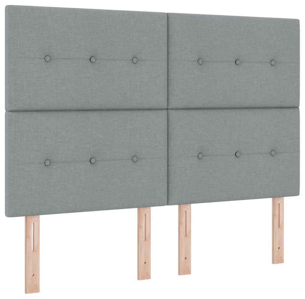 vidaXL Κρεβάτι Box Spring με Στρώμα & Φωτισμό LED σε Γκρι, 140 x 200 cm Υφασμάτινο