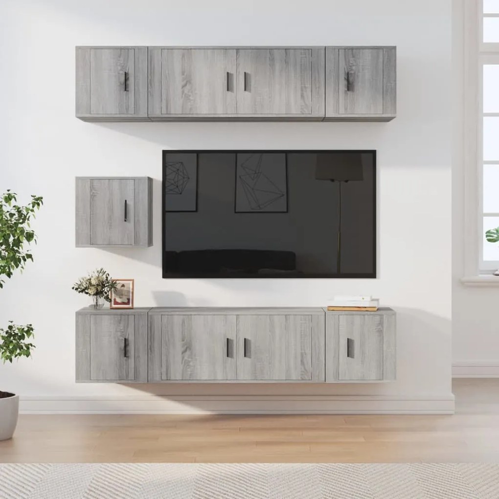 vidaXL Σετ Επίπλων Τηλεόρασης 7 Τεμ. Γκρι Sonoma Επεξεργασμένο Ξύλο