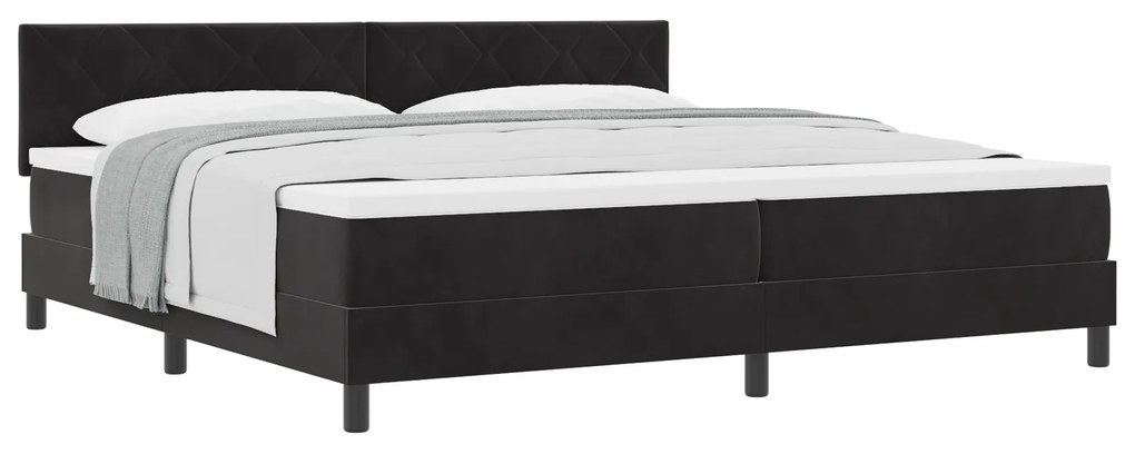 vidaXL Box Spring Bed με Στρώμα Μαύρο 200x200 εκ Βελούδο