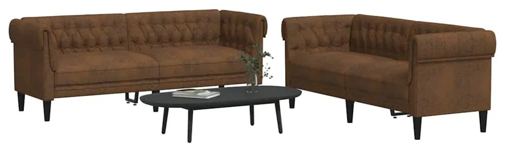 vidaXL Σετ Καναπέ 2 pcs Καφέ 201.5 x 74.5 x 74.5 εκατοστά ύφασμα