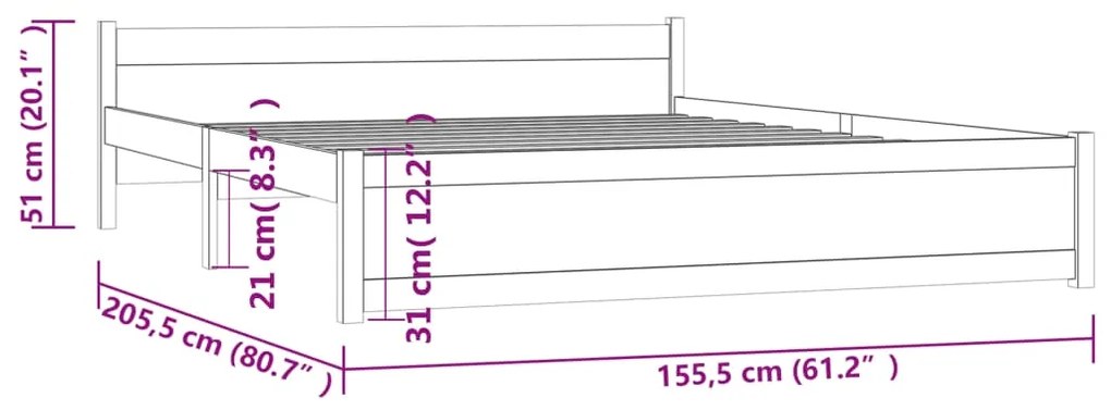 ΠΛΑΙΣΙΟ ΚΡΕΒΑΤΙΟΥ ΛΕΥΚΟ 150 X 200 ΕΚ. ΜΑΣΙΦ ΞΥΛΟ 5FT KING SIZE 815050