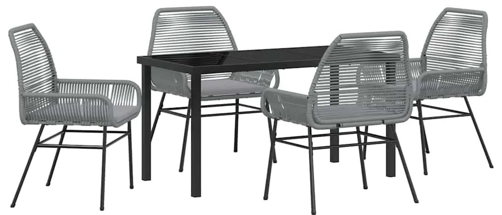 vidaXL Σέτ φαγητού για κήπο με μαξιλάρι 5 pcs Γκρι συνθετικό ρατάν