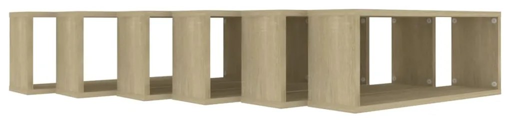 vidaXL Ράφια Κύβοι Τοίχου 6 τεμ. Sonoma Δρυς 60x15x23 εκ. Επεξ. Ξύλο