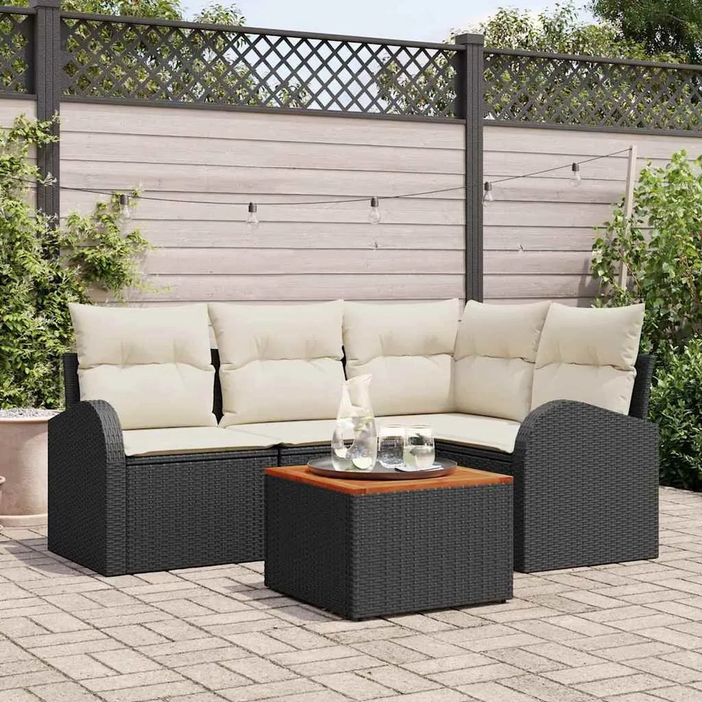 vidaXL Σετ Καναπέ Κήπου 5 pcs Μαύρος, λευκός