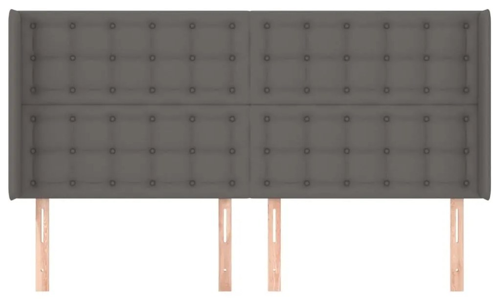 Κεφαλάρι με Πτερύγια Γκρι 183x16x118/128 εκ. Συνθετικό Δέρμα - Γκρι