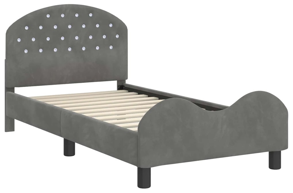 vidaXL Κρεβάτι Παιδικής Κρεβατοκάμαρας με Κεφαλάκι Σκούρο Γκρι Βελούδο