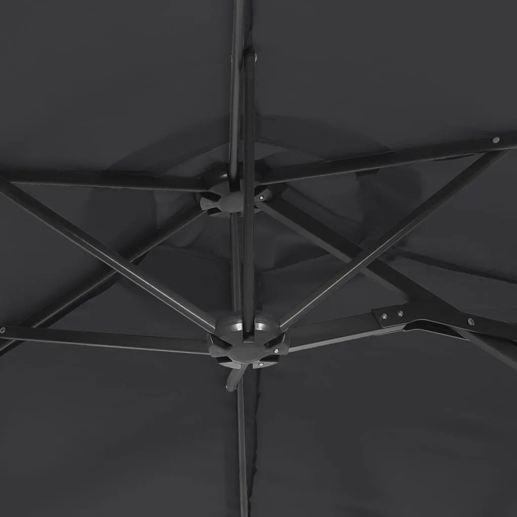 Ομπρέλα Κήπου με Διπλή Κορυφή και LED Μαύρη 316 x 240 εκ. 362975