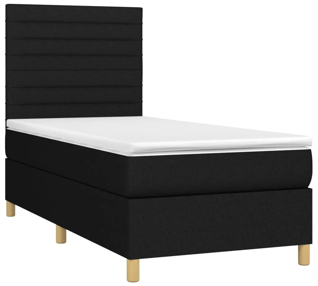 ΚΡΕΒΑΤΙ BOXSPRING ΜΕ ΣΤΡΩΜΑ &amp; LED ΜΑΥΡΟ 100X200 ΕΚ. ΥΦΑΣΜΑΤΙΝΟ 3135495