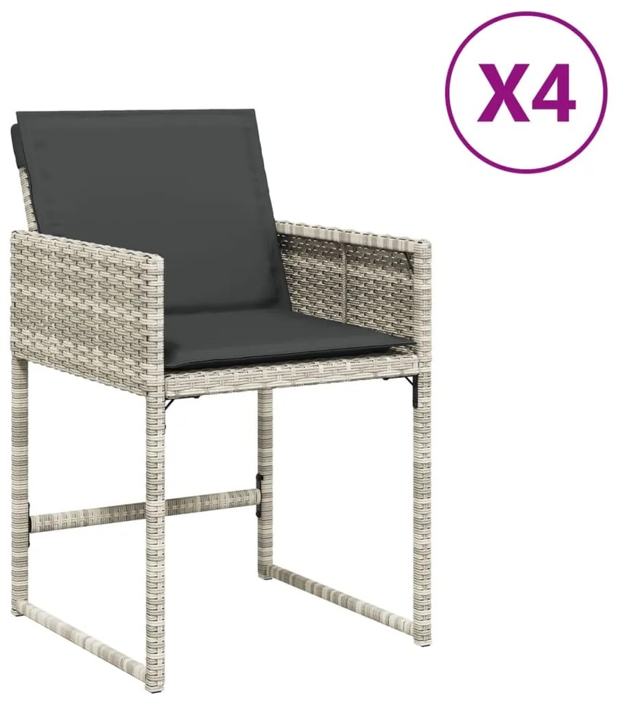 vidaXL Καρέκλες Κήπου 4 τεμ. Αν. Γκρι από Συνθετικό Ρατάν με Μαξιλάρια