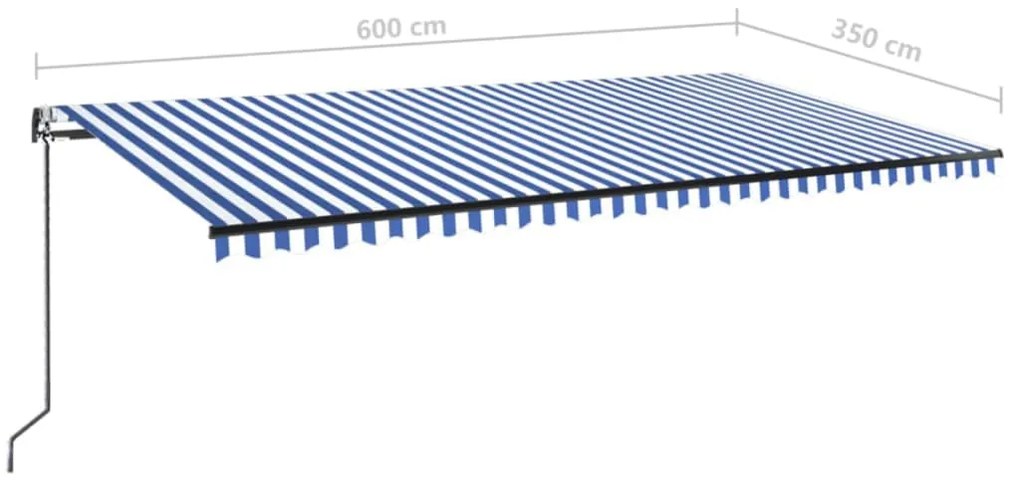 Τέντα Συρόμενη Αυτόματη Μπλε / Λευκό 600x350 εκ. - Μπλε